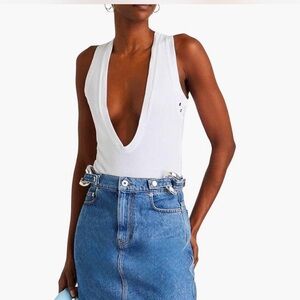 JW Anderson Deep Cut V-Neck Bodysuit in White
